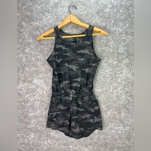 Athleta Girl Romper Girls 12 Black Camo On The Go Sleeveless Pockets Activewear.